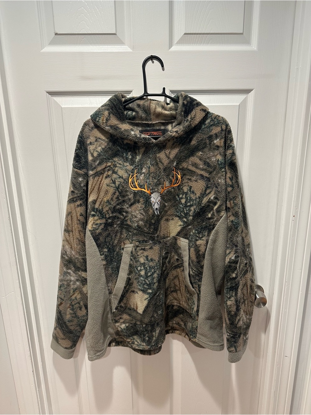 True Timber Camo Sherpa Fleece Hoodie Mens XL Deer Skull Embroidered Pullover